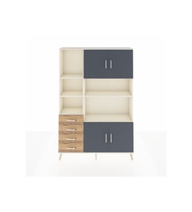 Arges Dolap 8 Raflı 4 Çekmeceli 4 Kapaklı 132x30x195 Aytaşı-Antrasit/Çam