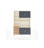 Arges Dolap 8 Raflı 4 Çekmeceli 4 Kapaklı 132x30x195 Aytaşı-Antrasit/Çam