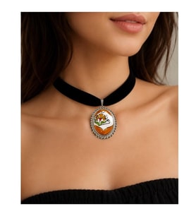 İznik Çini Desenli El Yapımı Vintage Kadın Choker