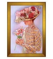 Kadın Motifli Kanvas Tablo 80 x 110 cm Gold Çerçeve