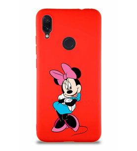 Xiaomi Redmi Note 7 Soft Premier Kapak Minnie Mouse-D Tasarımlı Silikon Kılıf - Kırmızı (Şeffaf)