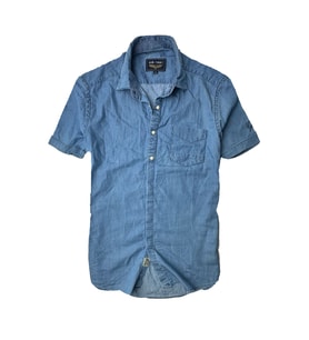 Slim Fit Nefes Alan Ince Terletmez Saf Pamuk Kumaş Kısa Kol Kot Gömlek K.mavi