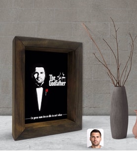 BK Gift Kişiye Özel Godfather Baba Silüet Tasarımlı Dekoratif Doğal Masif Ahşap Çerçeve 15x20cm-3 (Beyaz)