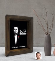 BK Gift Kişiye Özel Godfather Baba Silüet Tasarımlı Dekoratif Doğal Masif Ahşap Çerçeve 15x20cm-3 (Beyaz)
