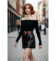 Kadın Ekru Carmen Yaka Fitted Crop Triko Kazak İlkbahar Sonbahar İçin Şık Ve Basic Tasarım