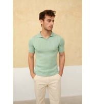 Erkek Fitilli Polo Yaka Triko T-Shirt