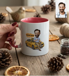 Kişiye Özel Karikatürlü Taksici Kupa Bardak Doğum Günü Hediyesi