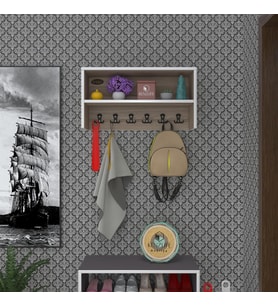 Kenzlife elbise askılığı askılık zeytuni crd 35*070*20 siyah 6 adet askı portmanto raflı (Karışık)