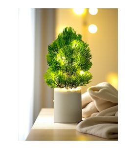 Kişiye Özel Çam Ağacı Yılbaşı Ağacı Tasarımlı Gece Lambası 27 cm x 7,5 cm
