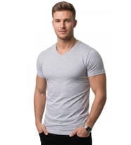 DeepSEA Erkek Beyaz Slim Fit %90 Pamuk V Yaka Likralı Yumuşak Dokulu Basic Tişört 1801165
