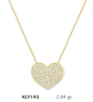 14 Ayar Altın Kalp Kolye KLY143 (Çok Renkli)