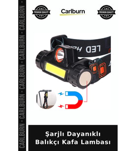 Şarjlı Dayanıklı Balıkçı Kafa Lambası Cep Feneri Pratik Lamba Mini Fener