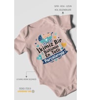 İkimiz bir bütünün yazılı Kısa Kollu Bebek Body %100 Pamuk