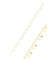 Gümüş altın yaldızlı zirkon taşlı mekik pullu halhal SGTL10548GOLD
