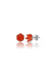 925 ayar gümüş, Orange taşlı Rodyum kaplama Lotus Çiçeği küpe (STD)