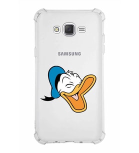 Samsung Galaxy J7  Köşe Korumalı Antişok Kapak Donald Duck Tasarımlı Şeffaf  Kılıf