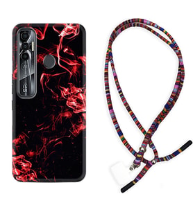 Tecno Spark 6 6 Go 8C 8 Pro 7 7 Pro Kılıf Boyun Asklı Rasta Silikon Red Smoke 1745