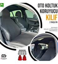 Oto Koltuk Koruyucu Kılıf Siyah Universal 2 Parça Ön A+ Kalite
