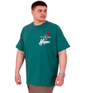 Mode XL Büyük Beden Erkek T-Shirt Bisiklet Yaka ROSE U25032 Nefti