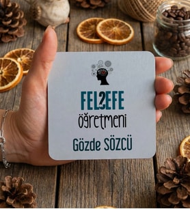 Kişiye Özel Felsefe Öğretmeni Bardak Altlığı Öğretmenler Günü Hediyesi (Beyaz)