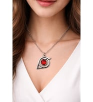 Naruto Konoha Sharingan Kolye Gümüş Renk 60 cm Unisex Metal Zincir