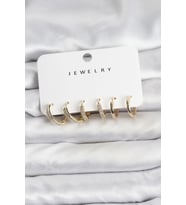 Zirkon Taşlı Gold Renk Pirinç Kadın Küpe Seti 5886