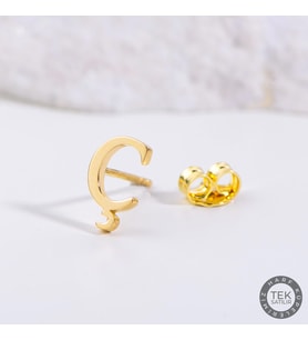 14 Ayar Altın Ç Harf Küpe 0,44 gr