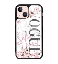 iPhone 13 Uyumlu Mermerli Sakura Vogue Tasarımlı Glossy Telefon Kılıfı