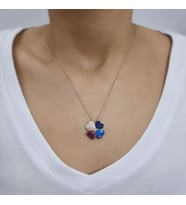 Yonca 4 yapraklı Mineli Rose Altın Kaplama Kolye (Karışık)