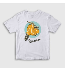 Presmono Unisex Çocuk Beyaz Vintage Vespa Motorsiklet Scooter T-Shirt 444871tt