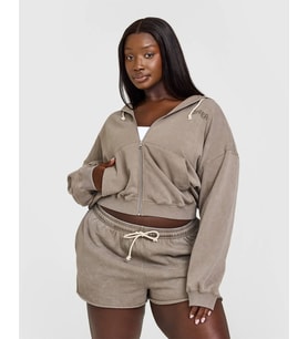 Oner Active Vintage Wash Zip Hoodie - Taupe