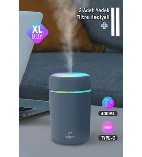 400 ml Ultrasonik Hava Nemlendirici ve Aroma Difüzörü, H2O Gri