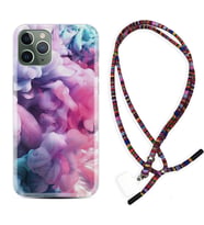 Apple iPhone 11 12 13 14 Pro Max Kılıf Boyun Asklı Rasta Silikon Pink Cloud 1305