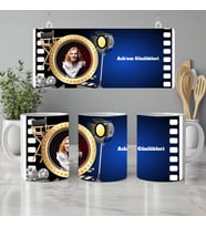 Vizyondayız Kişiye Özel İsimli Yada Cümleli Kişiye Özel Kupa Bardak - Sinema / Netflix Severlere Hediye, 330ml, Beyaz (Doğal Beyaz)