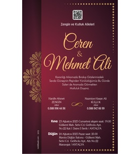 Nikah Düğün Nişan Kına Davetiyesi Beyaz Zarflı 5073 Kodlu