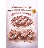 12" Krom Balon Seti  20 30 40 Adet (Gold Gümüş Rose Gold)  5'' Kom Balon Hediyeli Parti Süsleme Seti Doğum Günü Sürpriz (RoseGold)