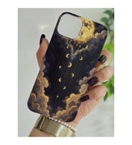 Iphone 15 Uyumlu Ay ve Bulutlar Desenli Şeffaf Telefon Kılıfı