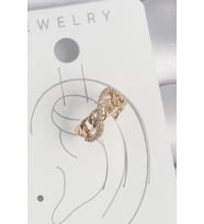 Pirinç Gold Renk Zirkon Taşlı Sonsuzluk Zincir Model Kadın Kıkırdak Küpe