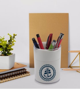 BK Gift Kişiye Özel Çapa Tasarımlı Beyaz Akrilik Kalemlik - Model 2