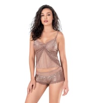 pilelistore   Vizon Jakarlı Babydoll Şort Takımı