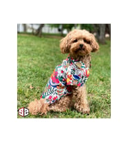 Hawaii Çiçek Desenli Köpek Gömleği - Küçük Irk, 0-15 kg, Neon Renkler, Yazlık (Beyaz)