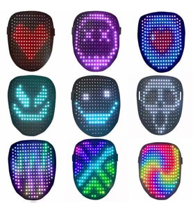 Doppler LED Maske Çok Renkli Led Işıklı Şarjlı Parti Maskesi Kablosuz Yılbaşı Düğün Eğlence