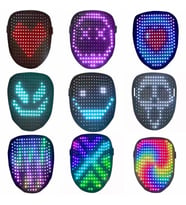 Doppler LED Maske Çok Renkli Led Işıklı Şarjlı Parti Maskesi Kablosuz Yılbaşı Düğün Eğlence (Siyah)