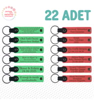 F Yeşili & Nar Çiçeği, Akraba Gecelerine Küçük Hediye, 22’li Set, Tarih ve İsimli Deri Hatıra