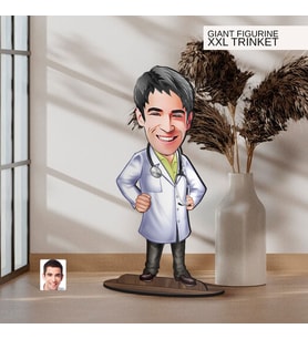 BK Gift Kişiye Özel Doktor Karikatürlü Büyük Boy Ahşap Biblo-3 Arkadaşa Hediye , Sevgiliye Hediye, Kişiye Özel Biblolar