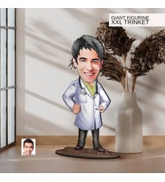 BK Gift Kişiye Özel Doktor Karikatürlü Büyük Boy Ahşap Biblo-3 Arkadaşa Hediye , Sevgiliye Hediye, Kişiye Özel Biblolar