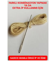 Direksiyon Kılıfı Dikmek İçin Mumlu İP Ve İĞNE 5 Metre KREM