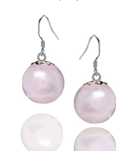 Sertifikalı Doğal Pembe Kuvars Taşı Gümüş Küpe (Çok Renkli)