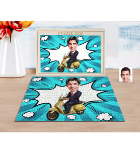 BK Gift Kişiye Özel Erkek Motorcu Karikatürlü 1000 Parça Profesyonel Puzzle-3