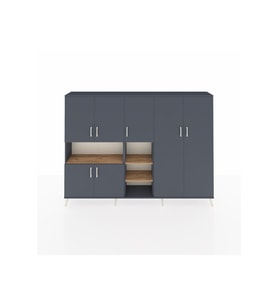 Arges Dolap 13 Raflı 7 Kapaklı 220x30x163 Antrasit-Antrasit/Çam